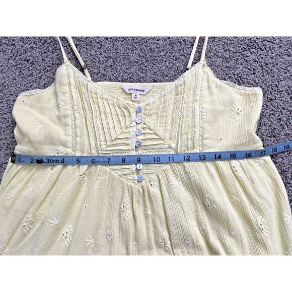 Lucky Brand pintuck bodice tiered mini dress Lemon Yellow Size M - Picture 8 of 9